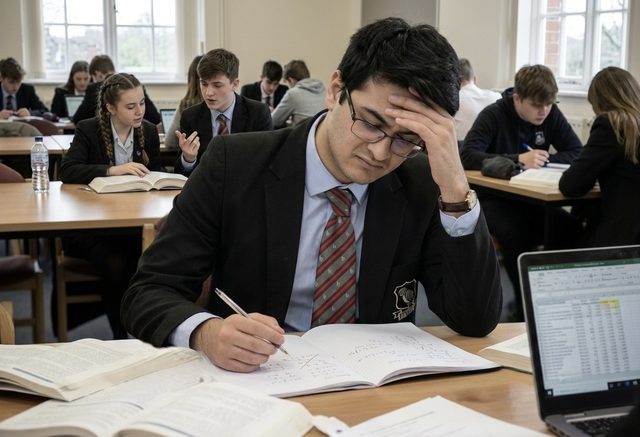 Waleed as a stressed student during his A-levels